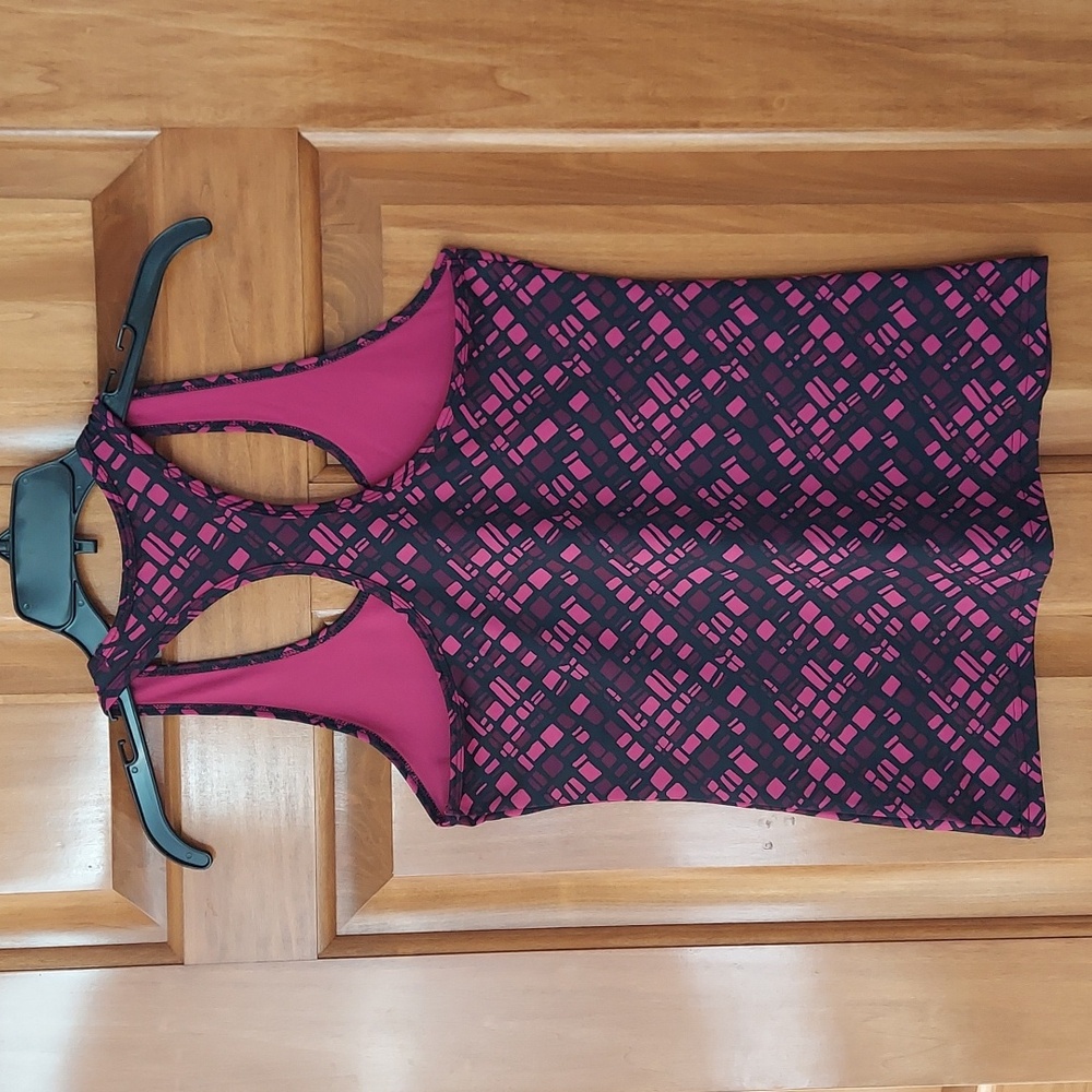 Champion Pink and Black Patterned Racerback Tank Top, Size Medium, Like New - Picture 3 of 7